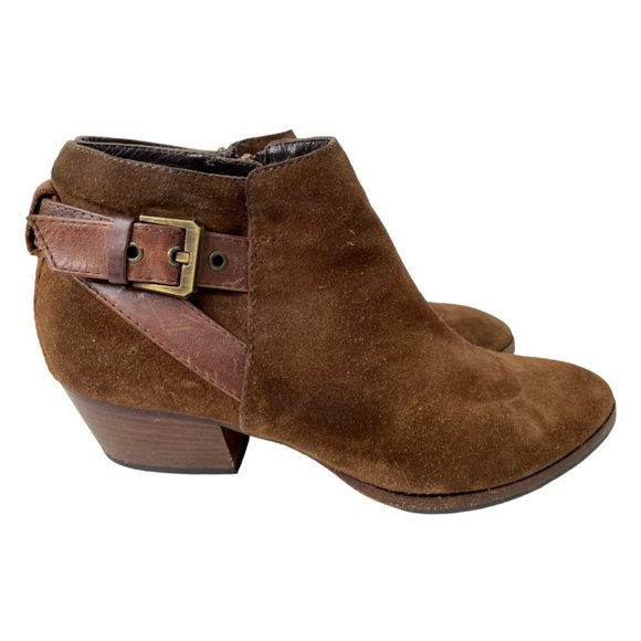 Aquatalia Farin Women's Weatherproof Brown Italian Suede Ankle Boots Size 8 - Picture 1 of 9